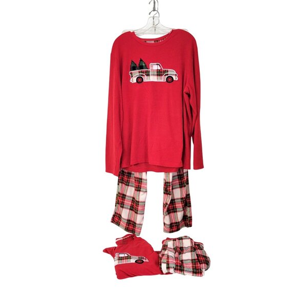 Eddie Bauer Other - Eddie Bauer Men's and Women's Christmas Plaid Pajama Set With Red Truck Graphic